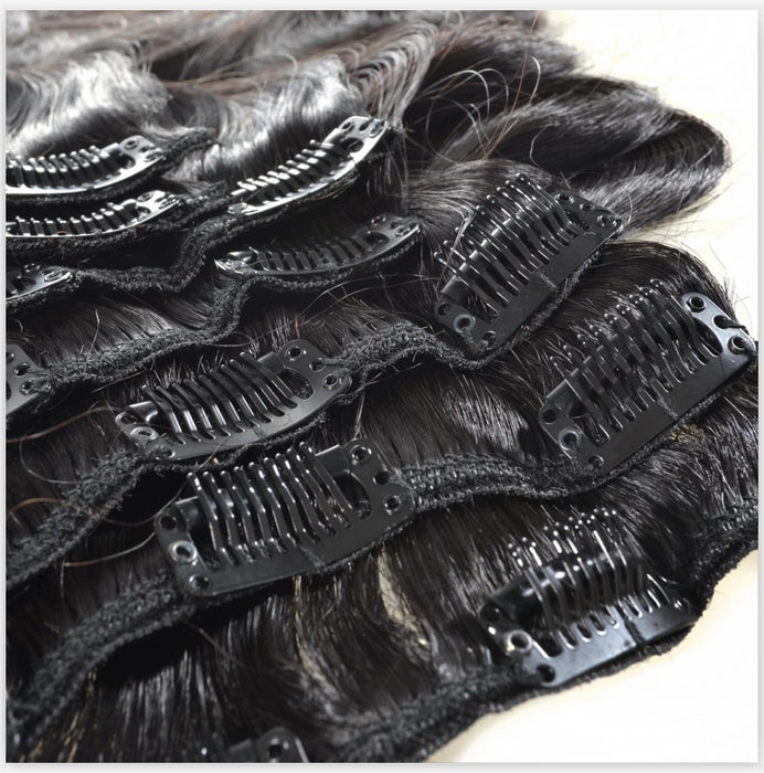 Natural wave 100% human hair extensions clip in