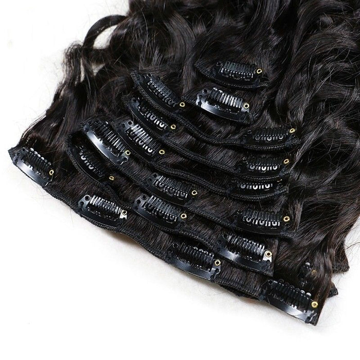 Natural wave 100% human hair extensions clip in