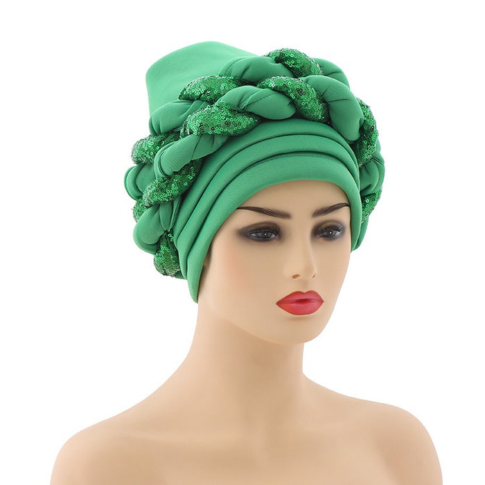 New Wholesale Custom Muslim Hijab Headscarf Braid Head Wrap Turban Cap Hat For Women Headwrap Hats