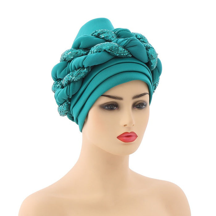 New Wholesale Custom Muslim Hijab Headscarf Braid Head Wrap Turban Cap Hat For Women Headwrap Hats