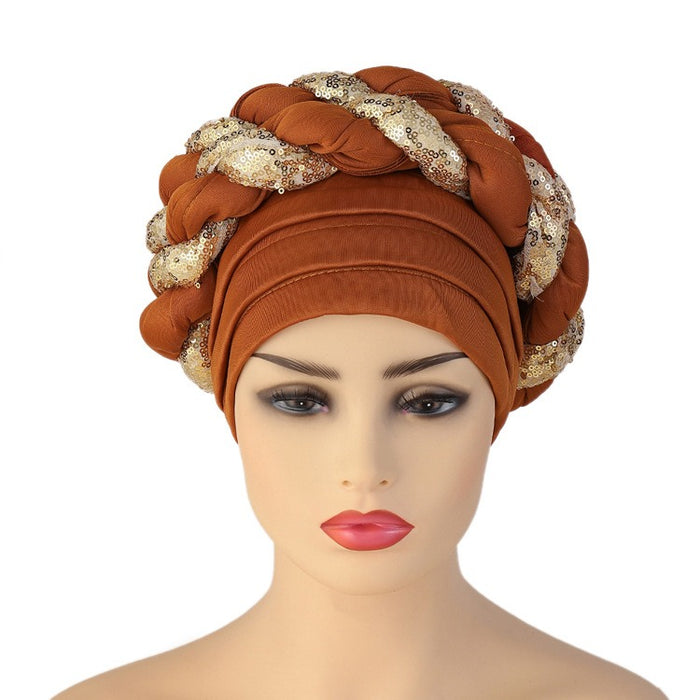 New Wholesale Custom Muslim Hijab Headscarf Braid Head Wrap Turban Cap Hat For Women Headwrap Hats