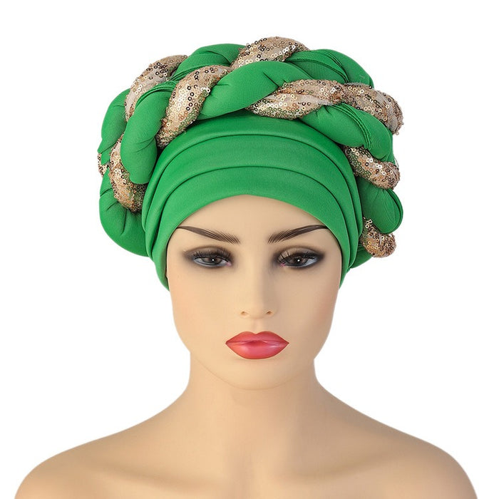 New Wholesale Custom Muslim Hijab Headscarf Braid Head Wrap Turban Cap Hat For Women Headwrap Hats