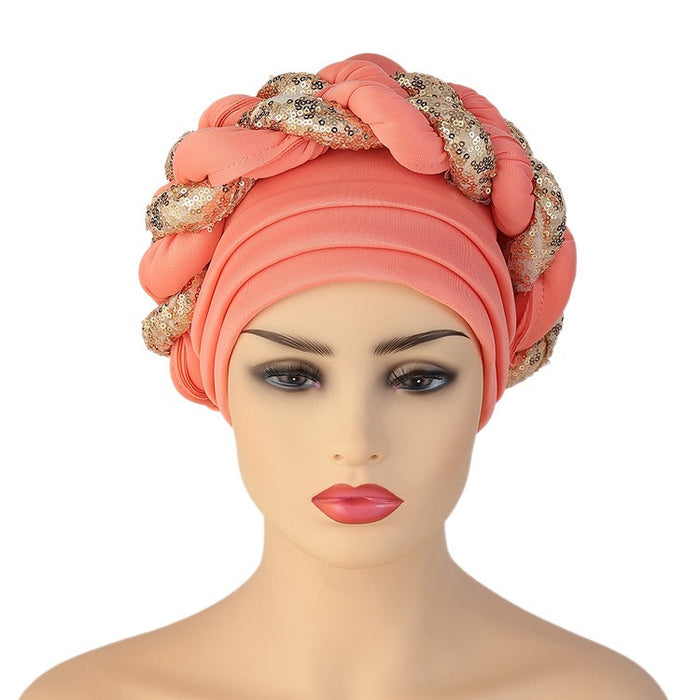 New Wholesale Custom Muslim Hijab Headscarf Braid Head Wrap Turban Cap Hat For Women Headwrap Hats