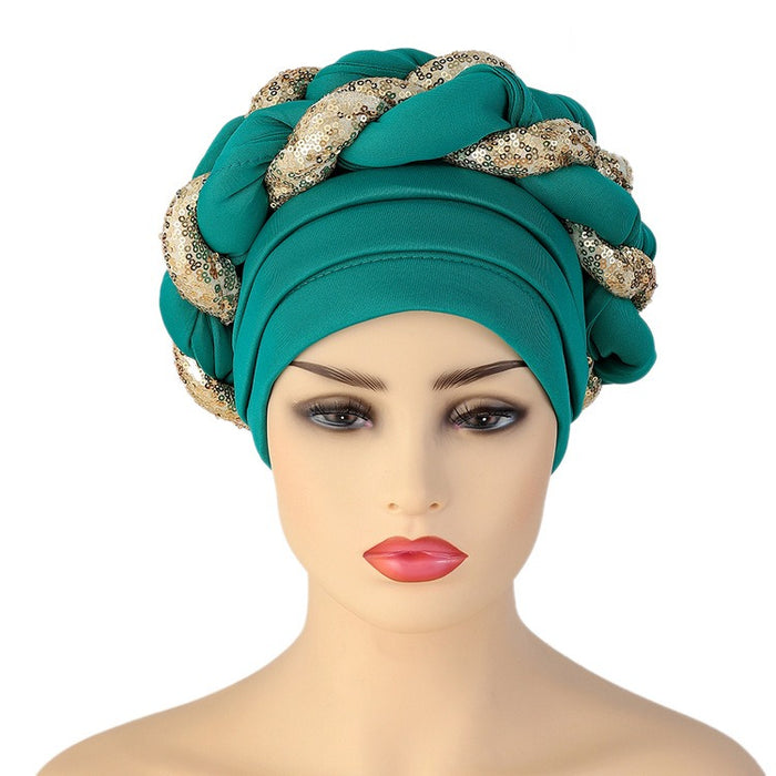 New Wholesale Custom Muslim Hijab Headscarf Braid Head Wrap Turban Cap Hat For Women Headwrap Hats