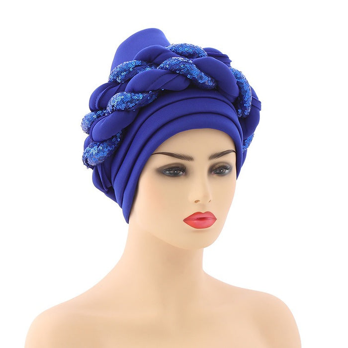 New Wholesale Custom Muslim Hijab Headscarf Braid Head Wrap Turban Cap Hat For Women Headwrap Hats