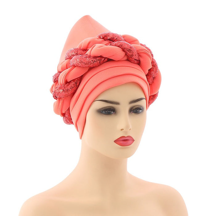 New Wholesale Custom Muslim Hijab Headscarf Braid Head Wrap Turban Cap Hat For Women Headwrap Hats