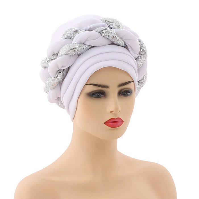 New Wholesale Custom Muslim Hijab Headscarf Braid Head Wrap Turban Cap Hat For Women Headwrap Hats