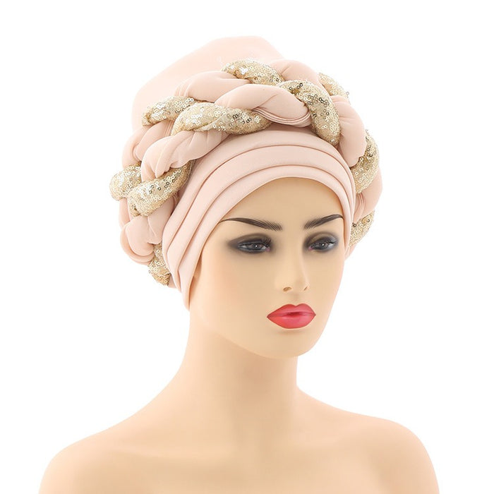 New Wholesale Custom Muslim Hijab Headscarf Braid Head Wrap Turban Cap Hat For Women Headwrap Hats