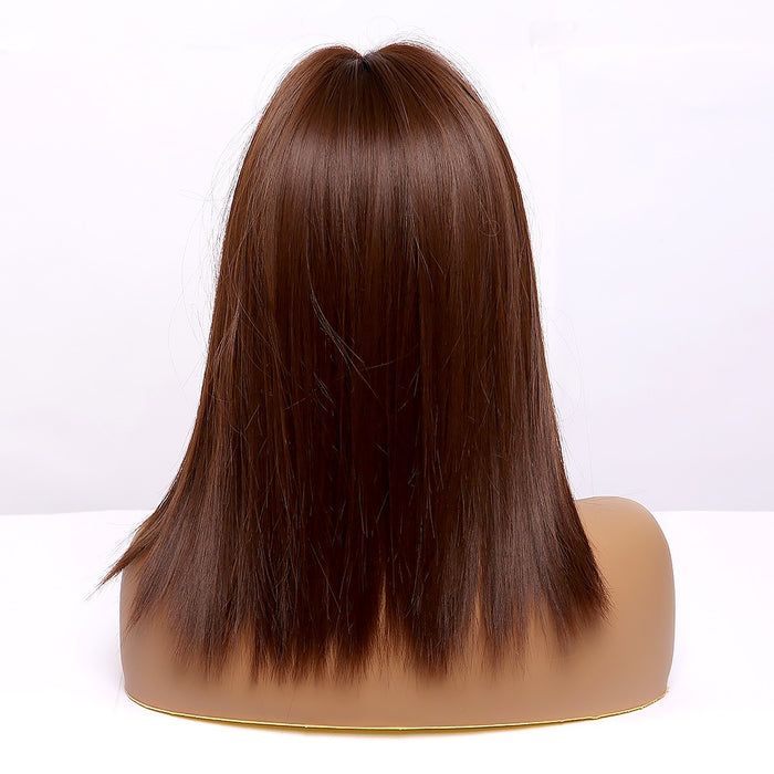 synthetic long straight wigs Honey Brown Wigs with Bangs for Women Afro