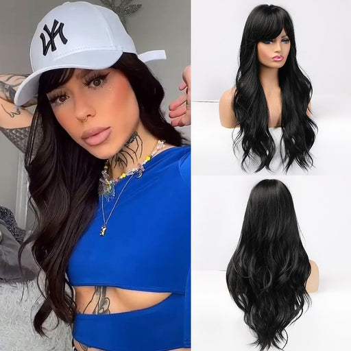 Black Synthetic Hair Wigs Bangs for Women Cheveux Naturels Perruques Perruque Afro Perruqu Naturel Chin