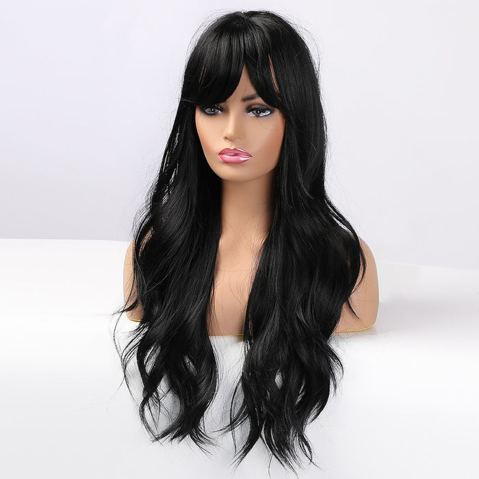 Black Synthetic Hair Wigs Bangs for Women Cheveux Naturels Perruques Perruque Afro Perruqu Naturel Chin