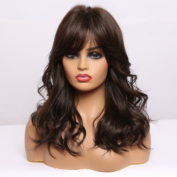 Brown Blonde Ash Gray Synthetic Wigs With Bangs perruque cheveux naturelle peluca proveedor peruca