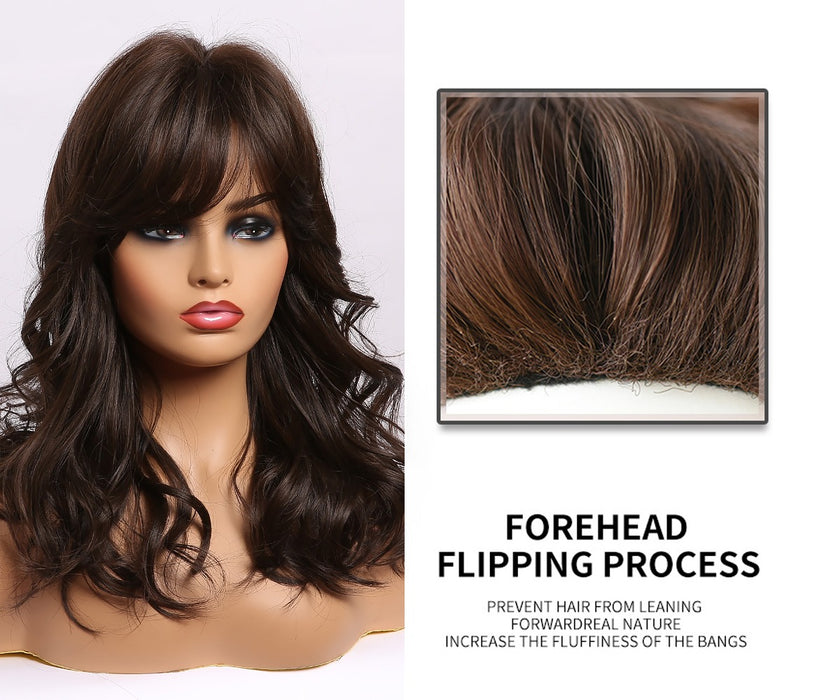 Brown Blonde Ash Gray Synthetic Wigs With Bangs perruque cheveux naturelle peluca proveedor peruca