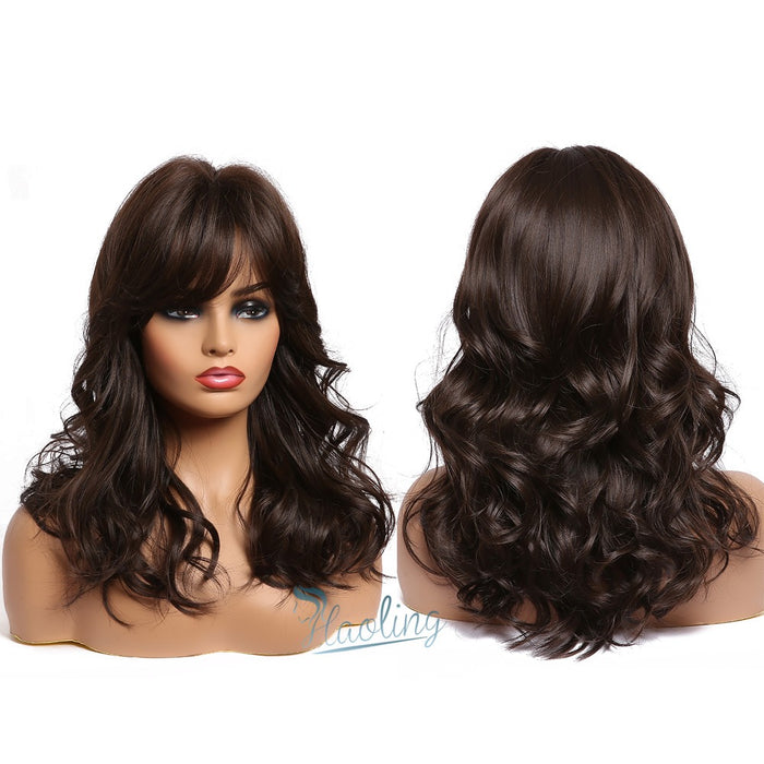 Brown Blonde Ash Gray Synthetic Wigs With Bangs perruque cheveux naturelle peluca proveedor peruca