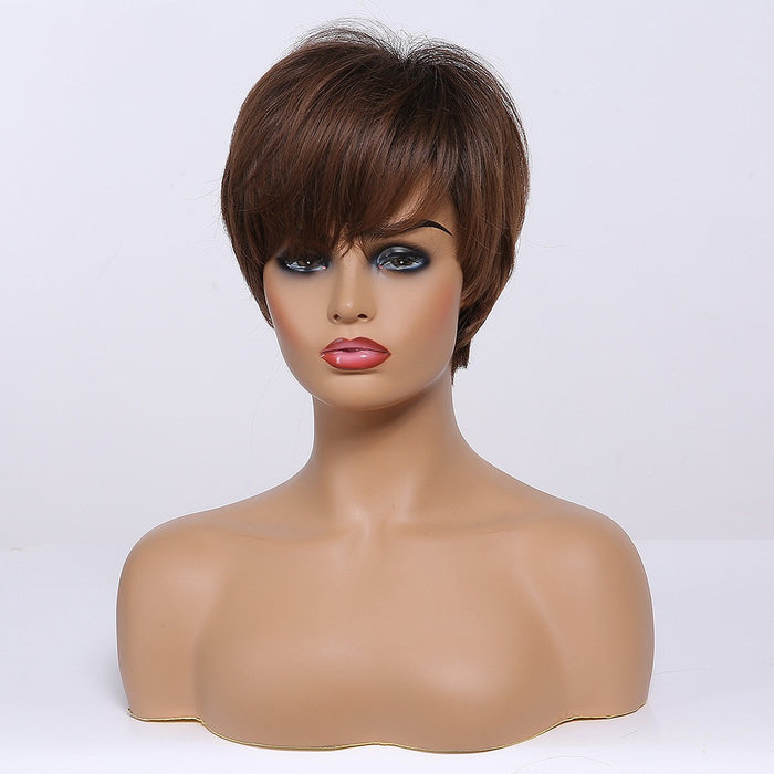 Straight Wigs Ombre Brown Synthetic Hair Wigs with Bangs for Black Women perruque africaine bresilien peluca afro