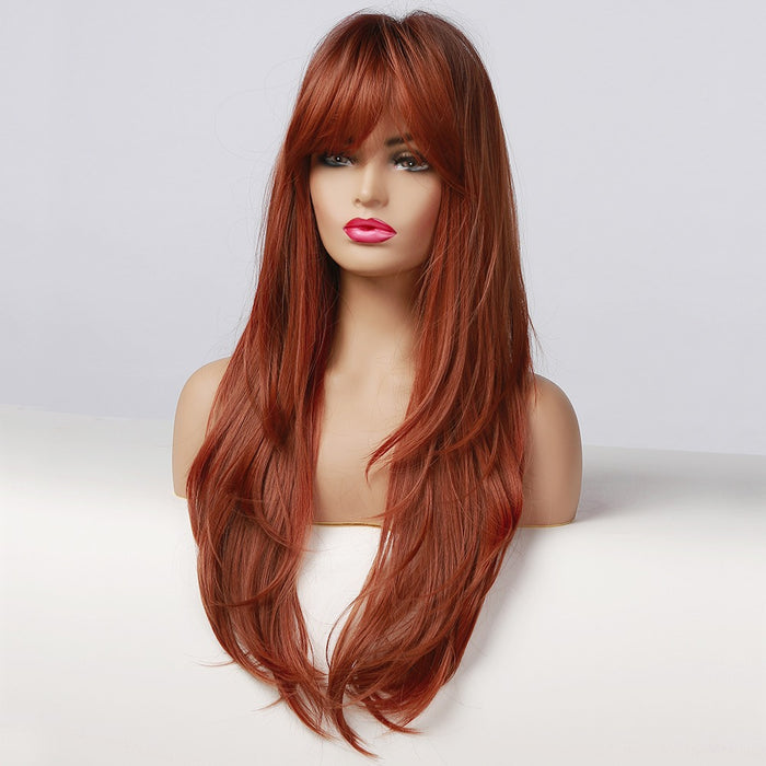 Red Synthetic Hair Wigs Bangs for Afro Women peruca peruca loira peruca lisa pelucas cabello natural