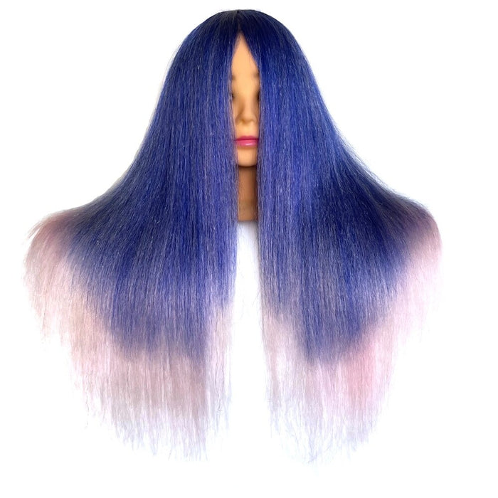 Ombre Mannequin Doll Head for Hairstyle Human Hair & Synthetic Mixed Professional Styling Head Hot Curl Iron Straighten Training