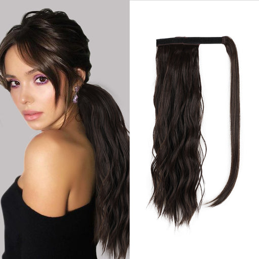 Fiber Synthetic Wig Dark Brown Drawstring Ponytail Body Wave ponytails for white women