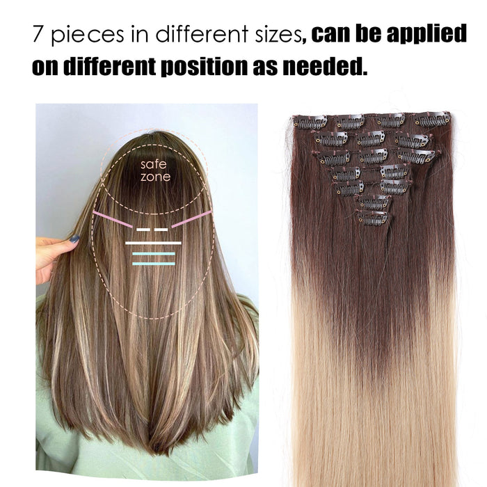 Synthetic Clip Wig Gradient Color On Hair Extensions