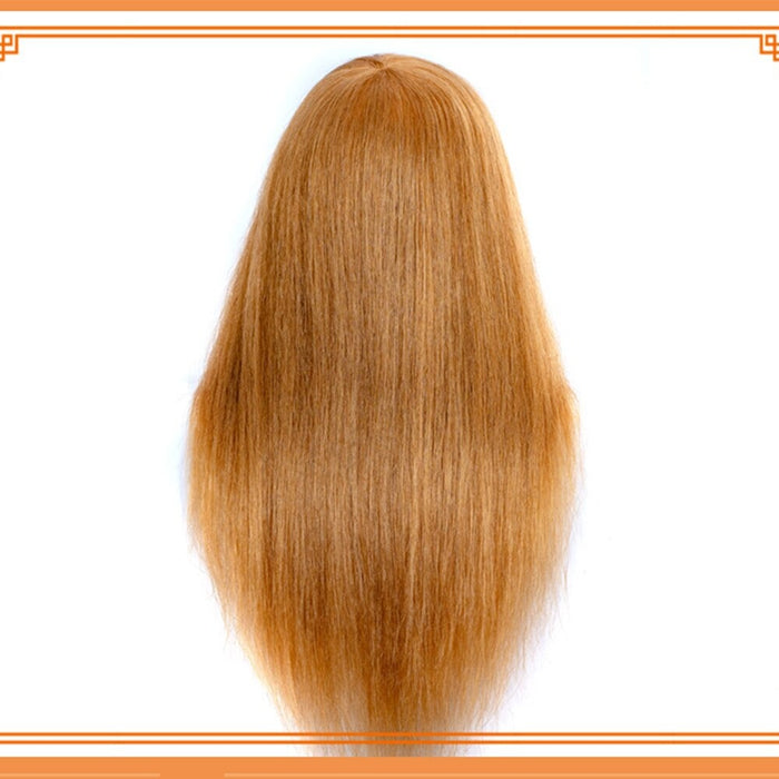 Practice Head Hairdresser Hair Doll Mannequin Head for Hairstyles With 100% Real Hair Honey Blonde Natural Hair 60 cm For Women