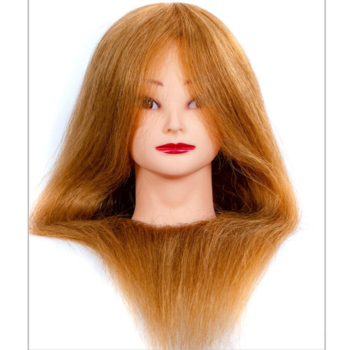 Practice Head Hairdresser Hair Doll Mannequin Head for Hairstyles With 100% Real Hair Honey Blonde Natural Hair 60 cm For Women