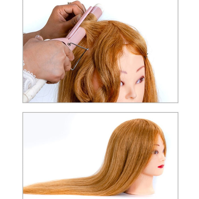 Practice Head Hairdresser Hair Doll Mannequin Head for Hairstyles With 100% Real Hair Honey Blonde Natural Hair 60 cm For Women