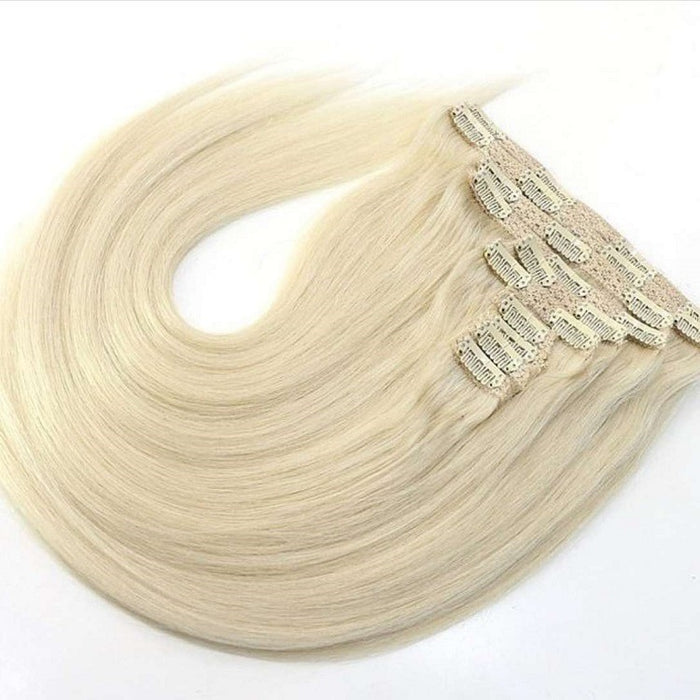 Private label no tangle human hair clip in extensions for white women