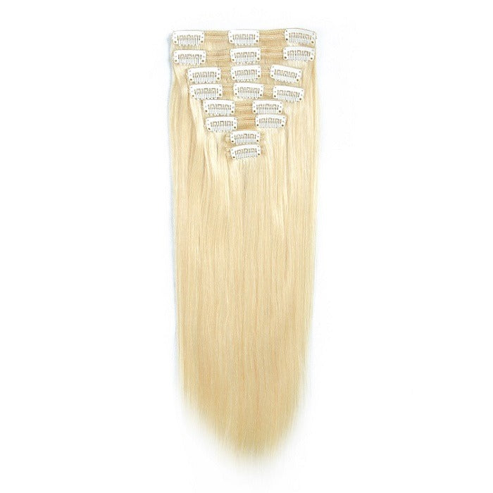 Private label no tangle human hair clip in extensions for white women