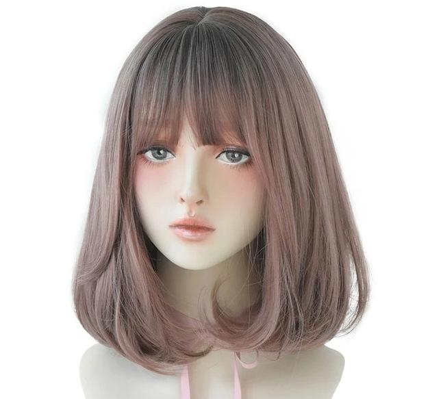 Halloween Pink Short Straight Bob Wig