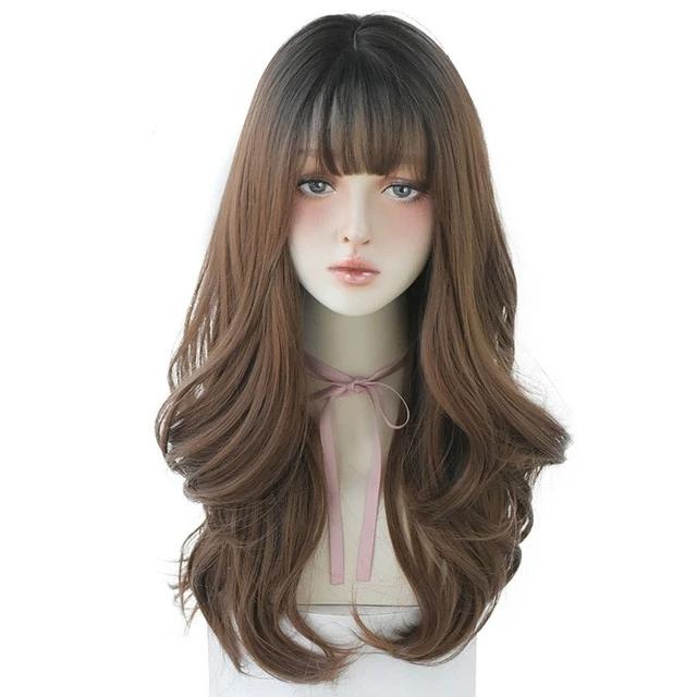 Halloween Ombre Brown Deep Wave Wig With Bangs