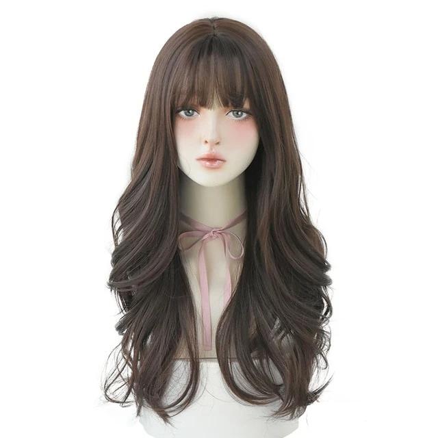 Halloween Ombre Brown Deep Wave Wig With Bangs