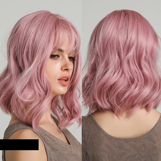 Halloween Pink Wave Short Bob Wig