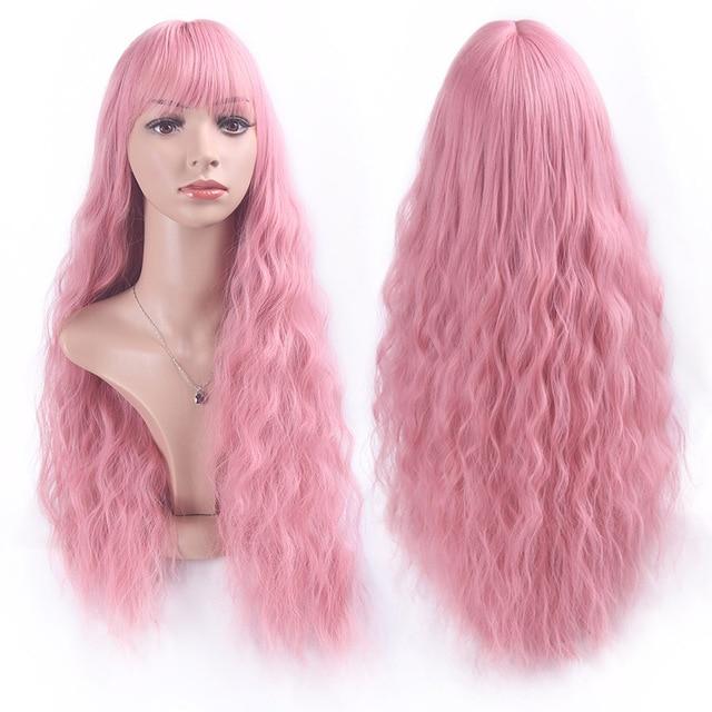 Halloween Pink Long Water Wave Wigs