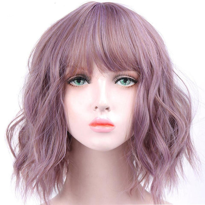 Halloween Purple Short Wavy Wigs