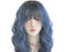 Halloween Blue Deep Wave Wig With Bangs