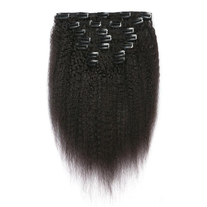 Human hair kinky straight clip in hair extensions