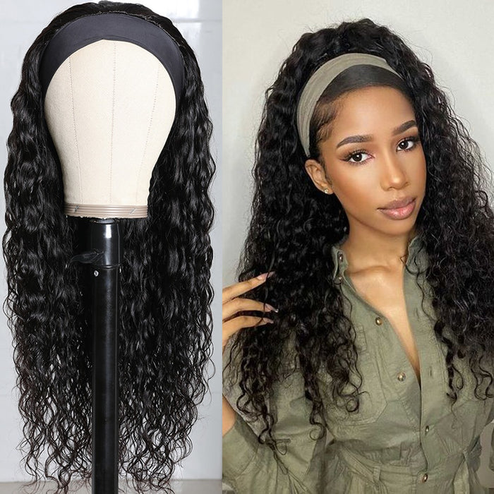 Human Hair Headband Wigs,Half Wig Kinky Curly