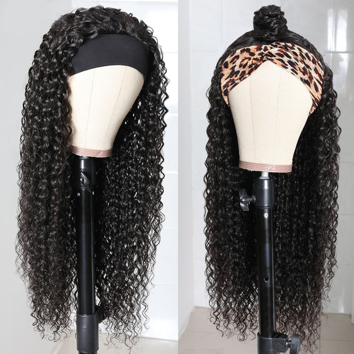 Human Hair Headband Wigs,Half Wig Kinky Curly