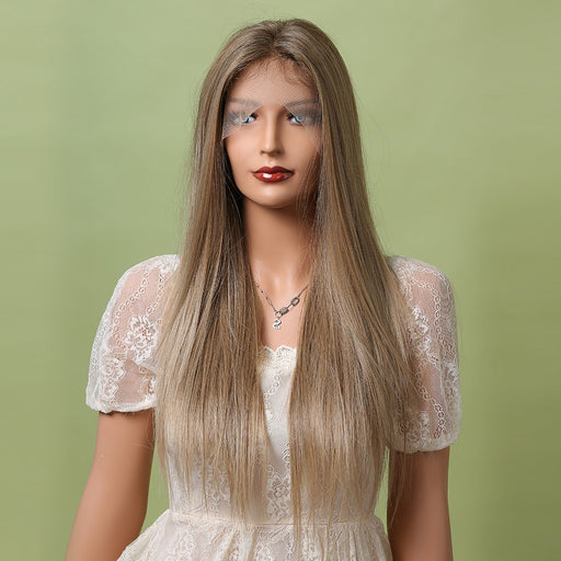 Silky Straight Golden Synthetic Lace Front Wig for Women  Wigs HD Lace Hair Wig