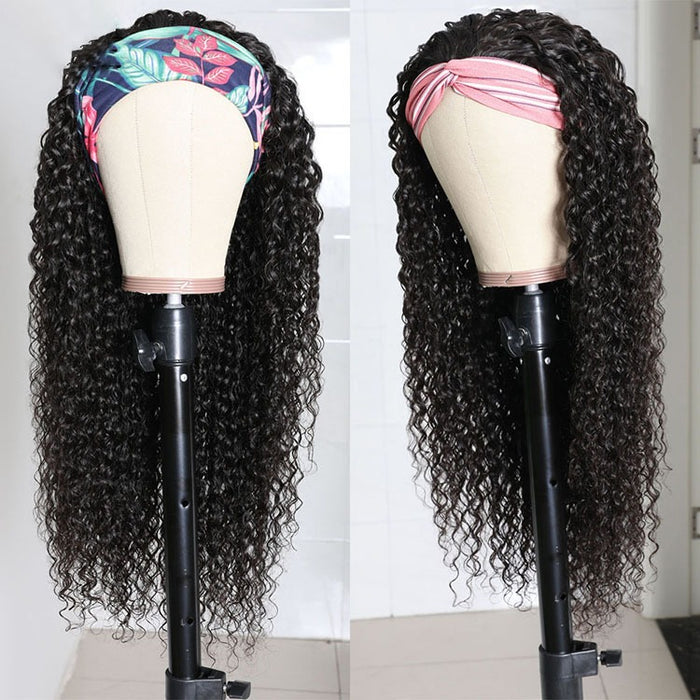 Headband Wig Human Hair For Black Water Wave