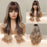 Synthetic wig long natural wave wig silver gray white wig breathable hair net