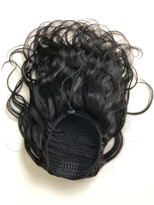 Ponytail Human Hair Extension Drawstring Clip In For Black Women Pony tail Natural Black