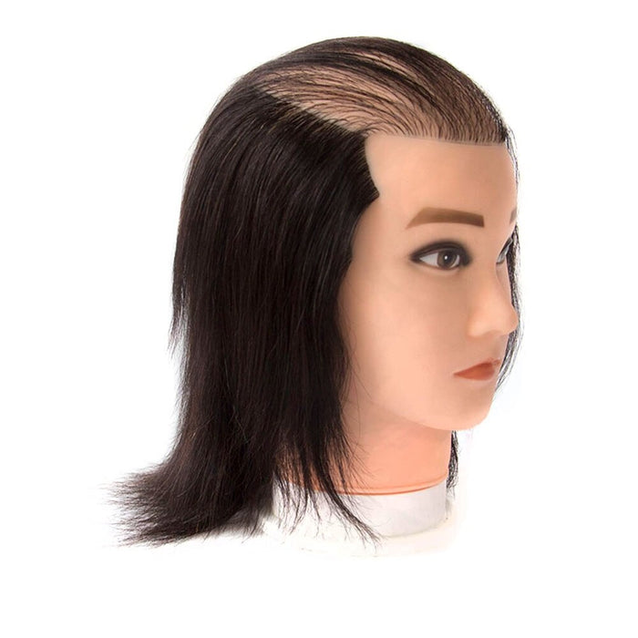 Tinashe Beauty Male Bald 100% Human Hair Mannequin Head with Real Hair Practice Training Head Barber Hairdressing Manikin Doll