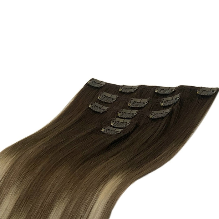 Double clip Human virgin clip in hair extension for women of Human hair