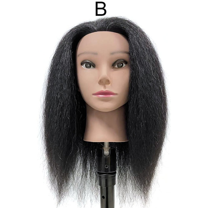 African American Mannequin Head With Real Hair For Braiding Hair Training Barber Hairdressing Styling