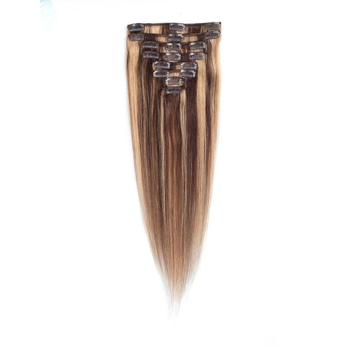 Unprocessed raw straight human hair extension clip