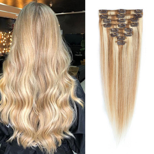 Unprocessed raw straight human hair extension clip