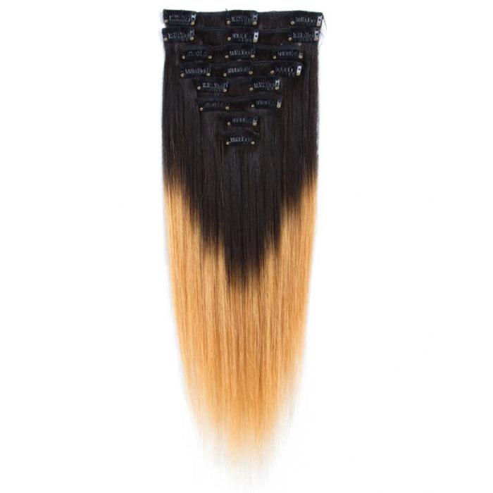 Unprocessed raw straight human hair extension clip