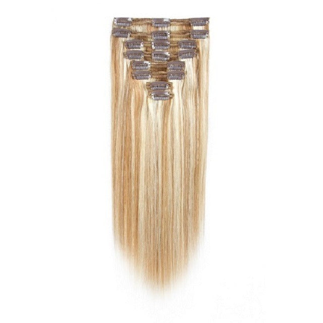 Wavy human thick extensions virgin hair clip in