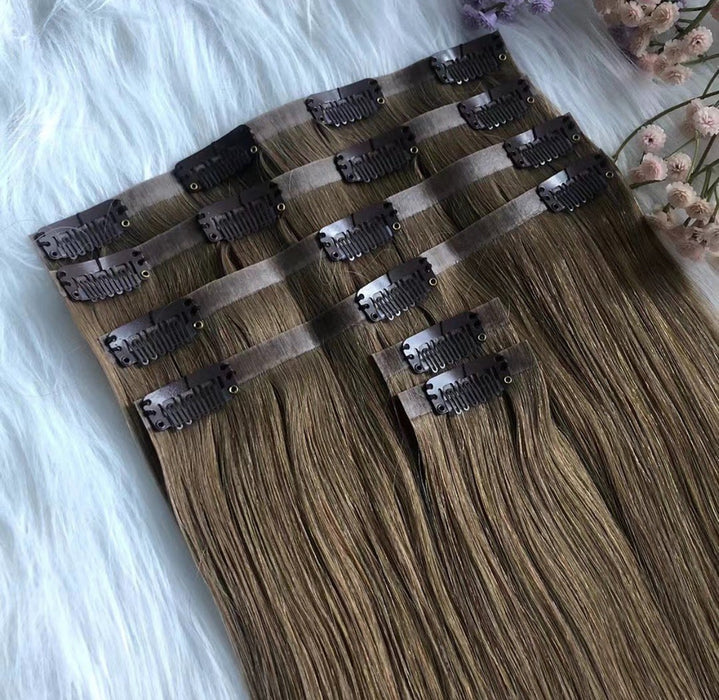 Human Good Quality Weft Extension Human hair Clip In Hair Extensions